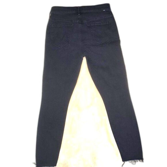 Mother Stunner Ankle Fray Jeans Black Size 29 Distressed Cropped Stretch - Picture 6 of 15